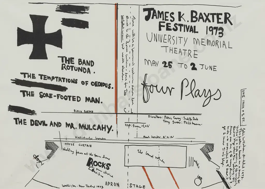 Colin McCahon (1919-1987) - James K Baxter Festival 1973 Image 1++