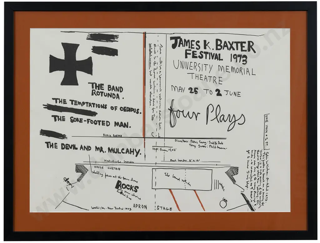 Colin McCahon (1919-1987) - James K Baxter Festival 1973 Image 1++