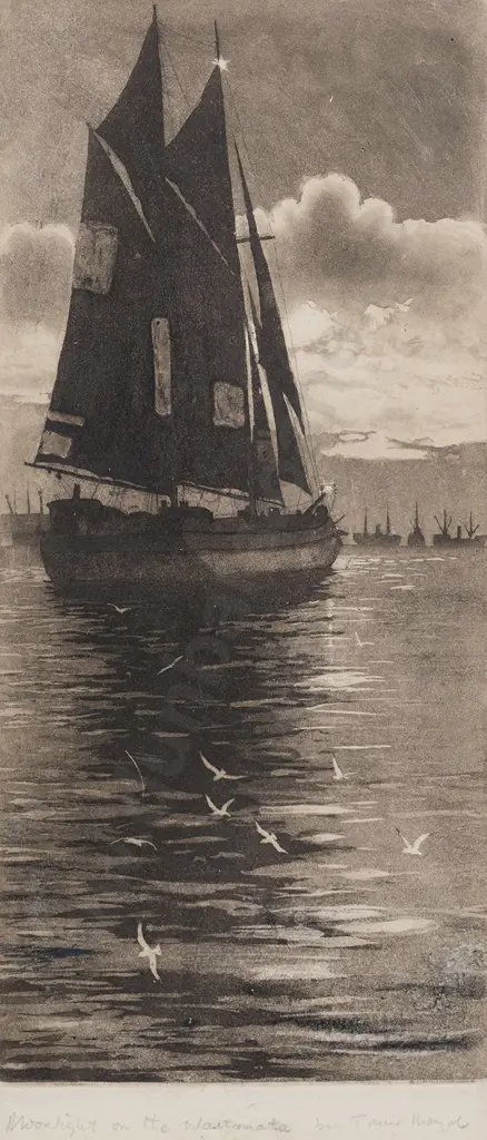 Trevor Lloyd (1863 - 1937) - Moonlight on the Waitemata Image 1++