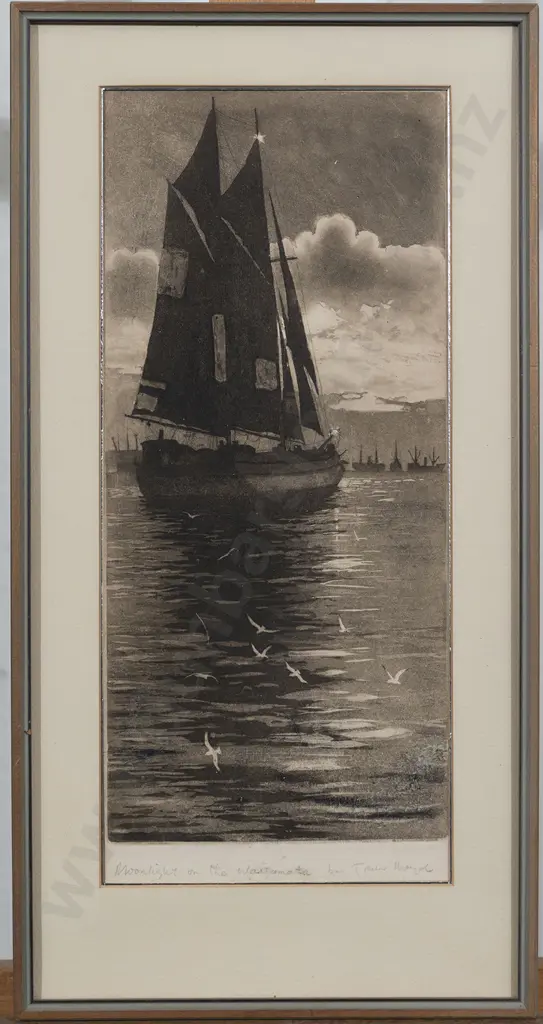 Trevor Lloyd (1863 - 1937) - Moonlight on the Waitemata Image 1++