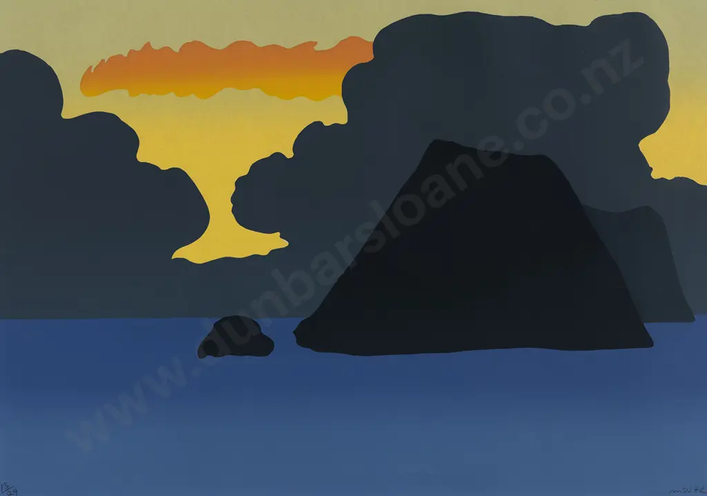 Michael Smither (b 1939) - Sunset Rocks & Sea Image 1++