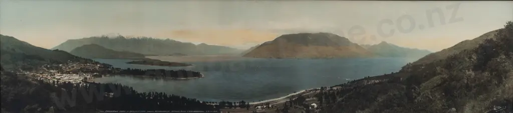 R P Moore (1881 - 1948) - Panoramic View of Queenstown Image 1++