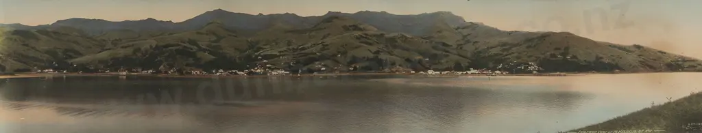 R P Moore (1881 - 1948) - Panoramic View of Akaroa Image 1++