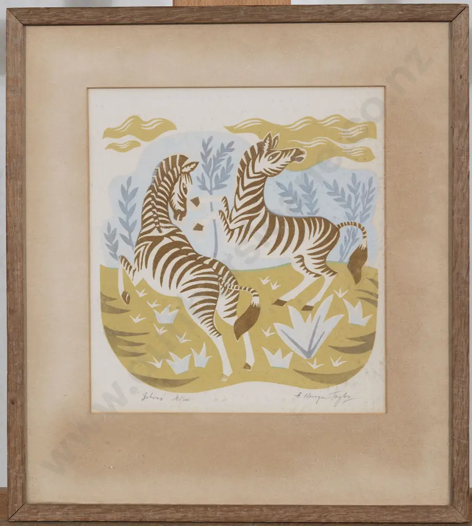 E Mervyn Taylor (1906 - 1964) - Zebras Image 1++