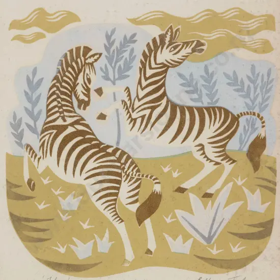 E Mervyn Taylor (1906 - 1964) - Zebras