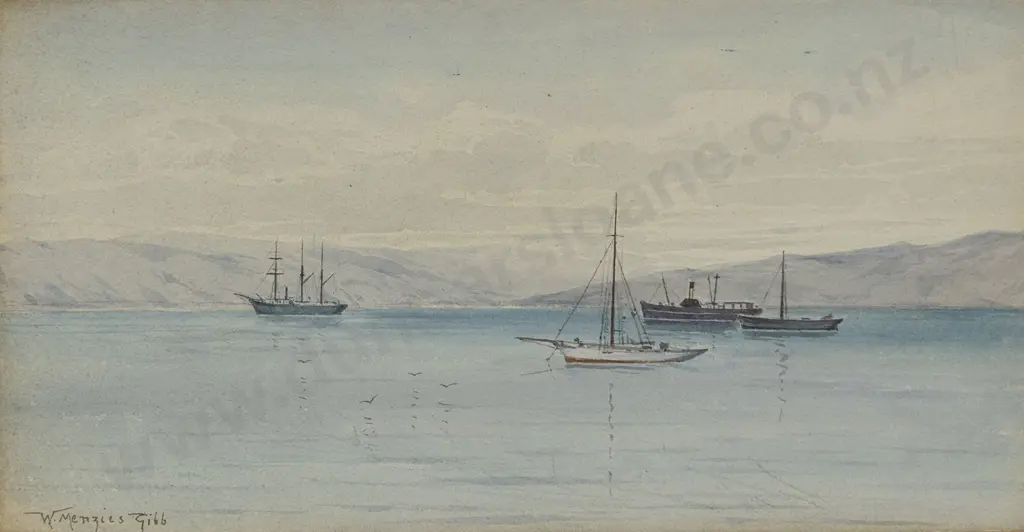 W Menzies Gibb (1859 - 1931) - Wellington Harbour Image 1++