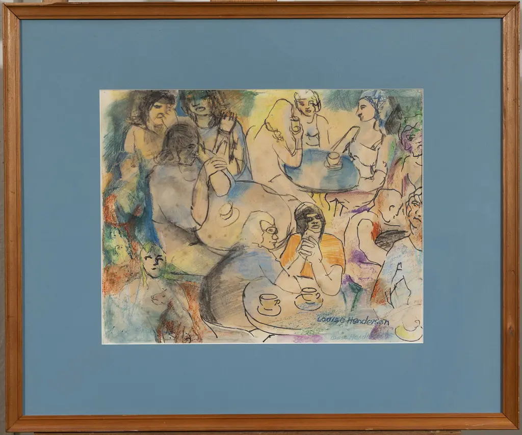 Louise Henderson (1902-94) - Cafe Scene Image 1++