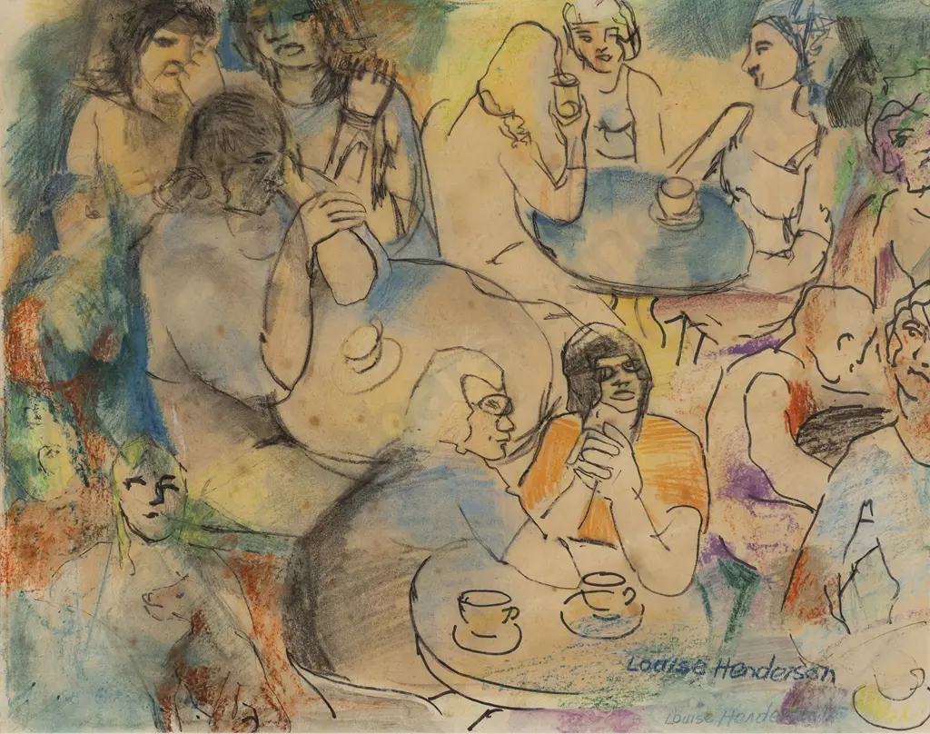 Louise Henderson (1902-94) - Cafe Scene Image 1++