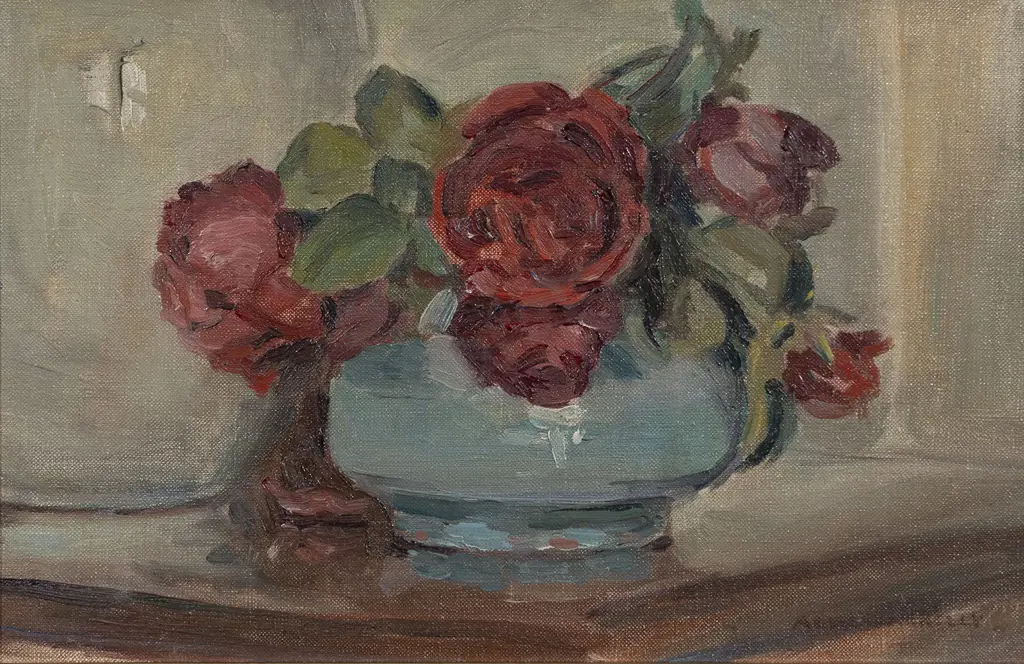 A Elizabeth Kelly (1877 - 1946) - Still life with Red Roses Image 1++