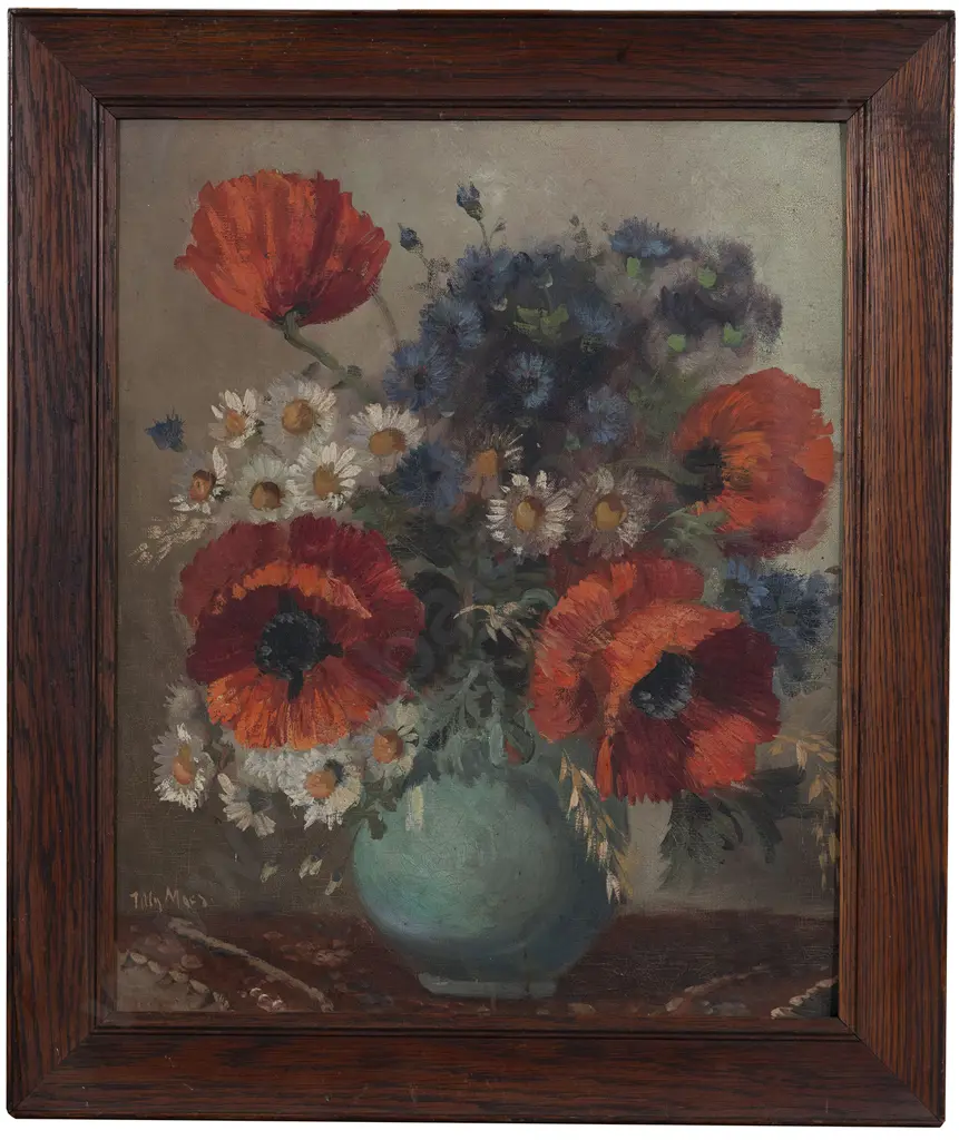 Tilly Moes (Dutch 1899 - 1979) - Still Life with Poppies & Daisies Image 1++