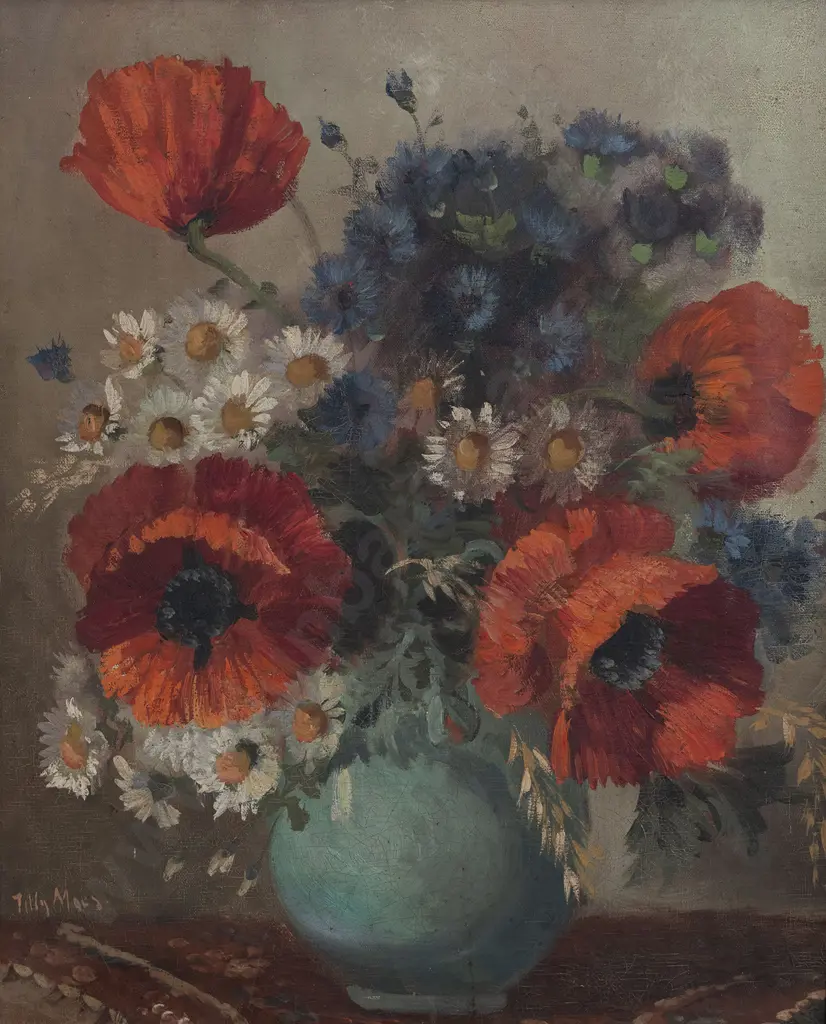 Tilly Moes (Dutch 1899 - 1979) - Still Life with Poppies & Daisies Image 1++