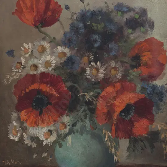 Tilly Moes (Dutch 1899 - 1979) - Still Life with Poppies & Daisies