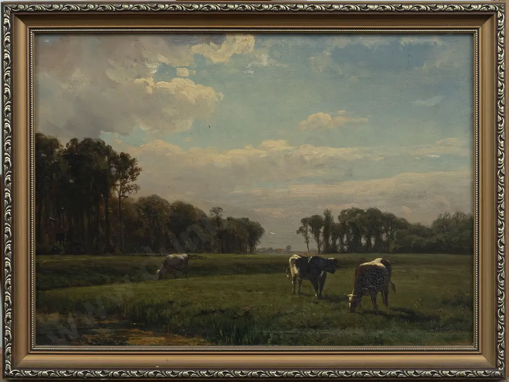 Willem Jan van den Berghe (Dutch 1823 - 1901) - Pastoral Landscape Image 1++