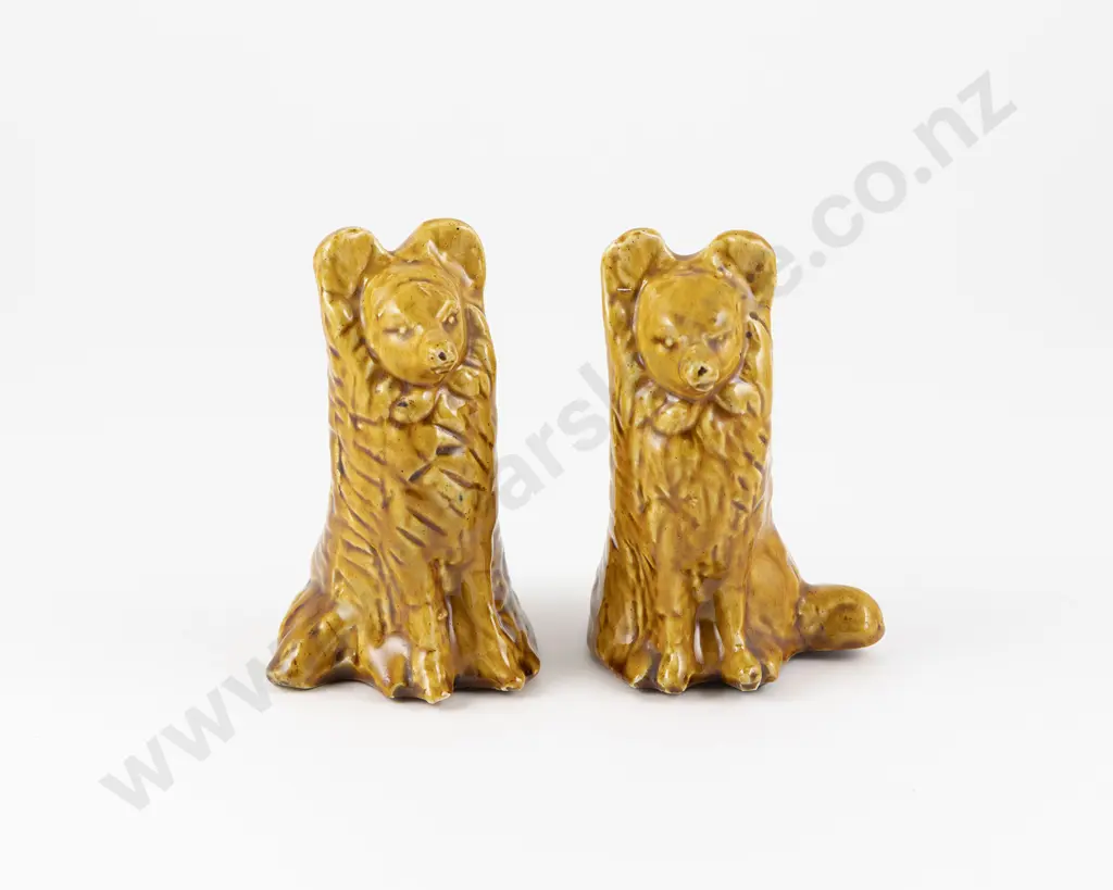Pair NZ Pottery Collie Dogs Image 1++