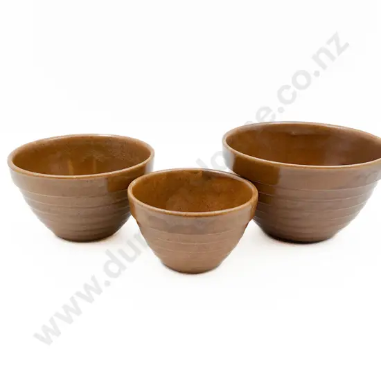 Three Graduated Crown Lynn Kitchen Bowls