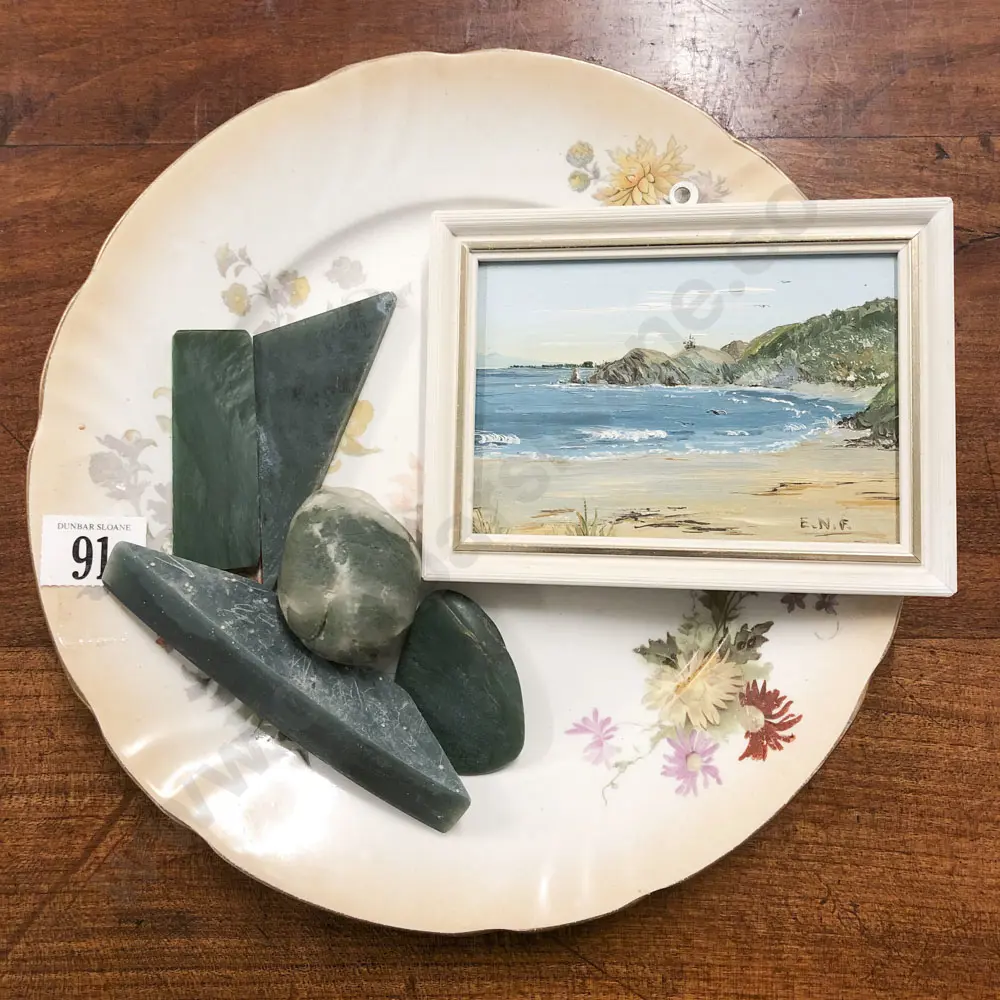 Five Pieces of Green Stone Together with Small NZ Oil Image 1++