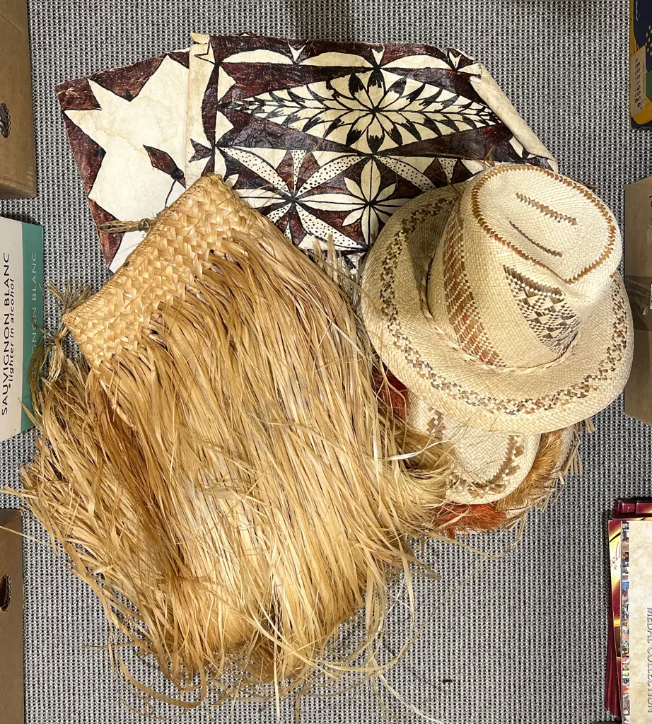Box of Assorted Including Woven Hats Image 1++