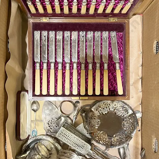 Box of S/P Together with Boxed Cutlery Set