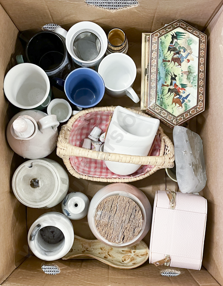 Box of Assorted Including Kitchen Crockery & Jewellery Box etc Image 1++