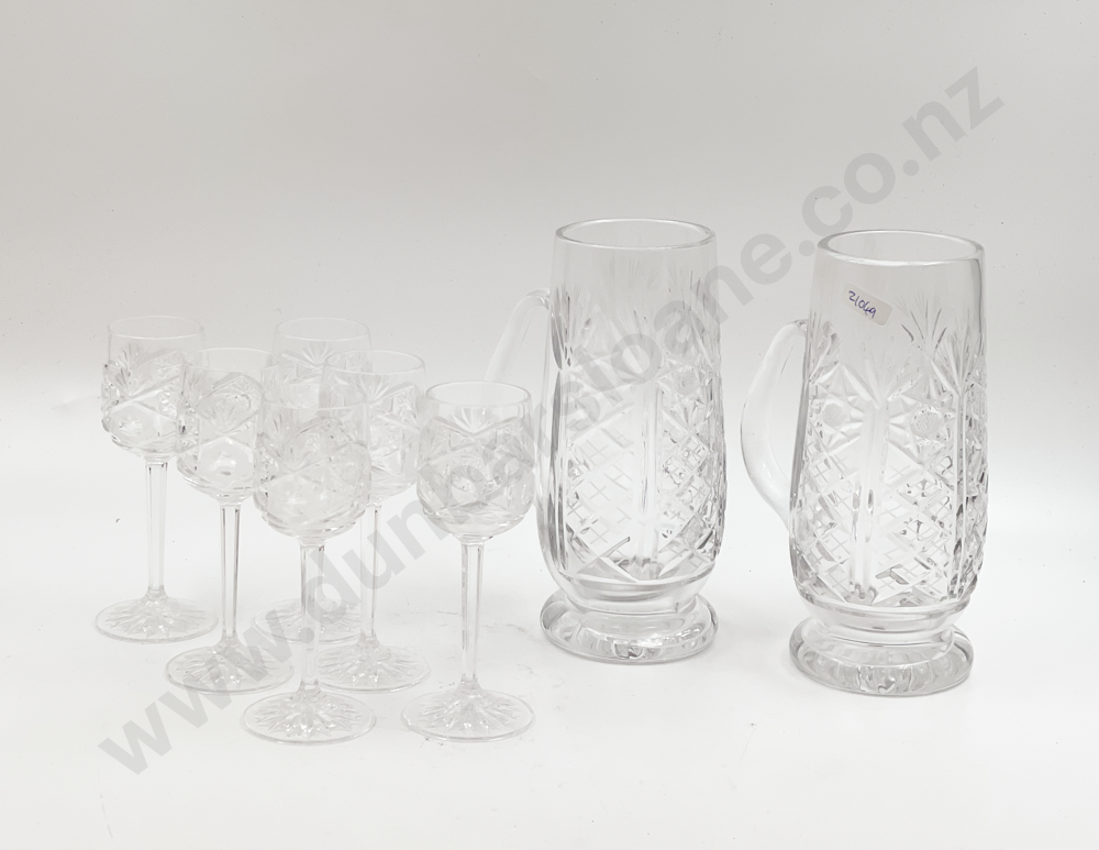 Small Quantity of Assorted Crystal Including Pair of Tankards Image 1++