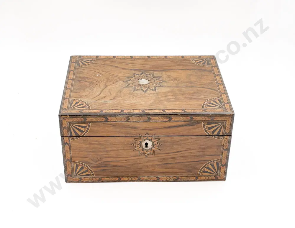 Victorian Walnut & Parquetry Inlaid Box Image 1++