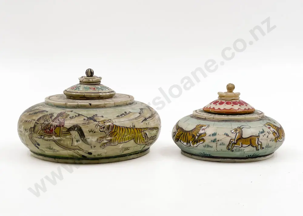 Vintage Indian Lidded Squat Vases Image 1++