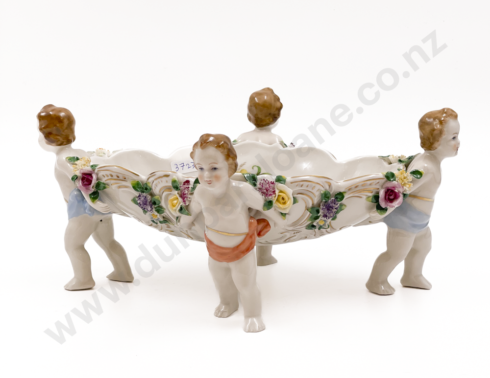 Dresden Floral and Figural Bowl Image 1++
