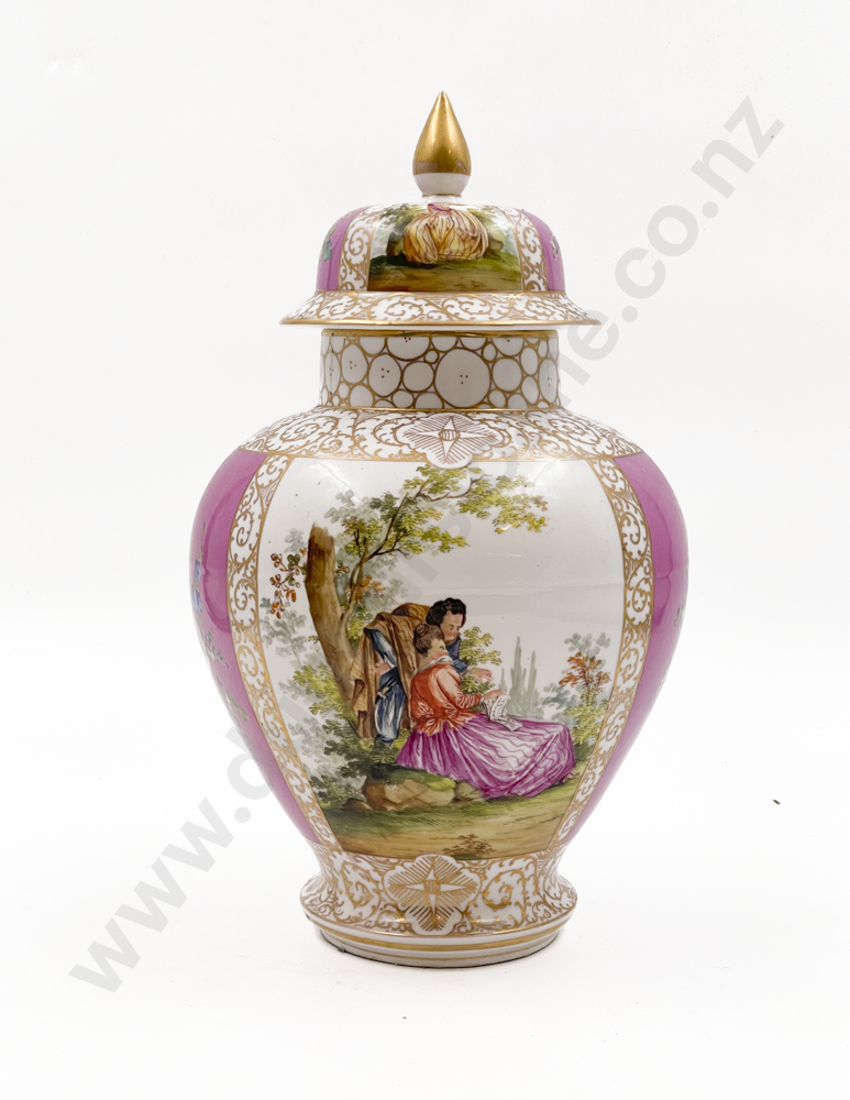 Dresden Hand Painted Vase and Cover Image 1++