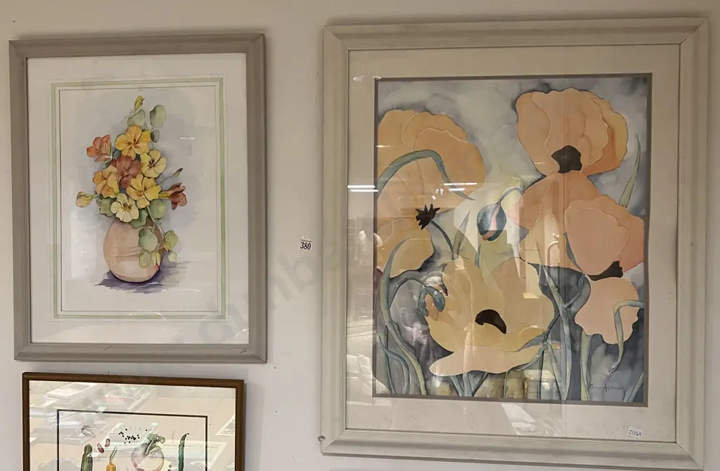Two W/C Floral Still Life Image 1++