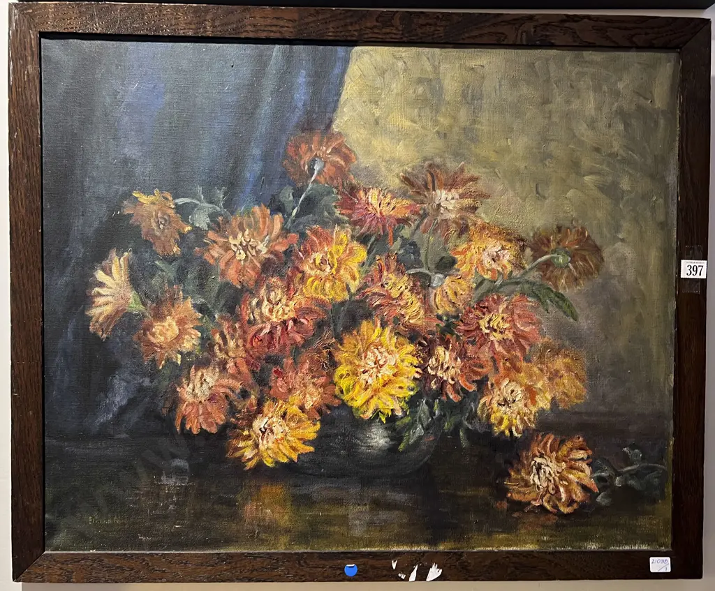 Elizabeth Perry - Chrysanthemums - Oil on Canvas Image 1++