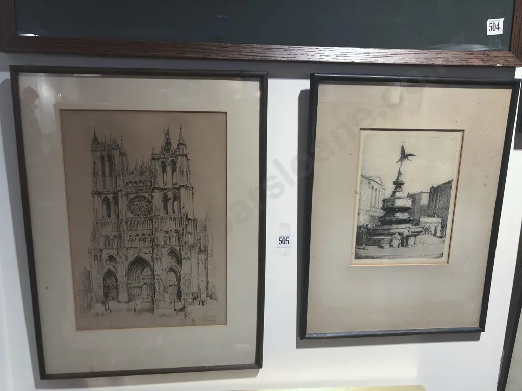 Unknown Artist Drypoint Etching - Piccadilly Circus Image 1++
