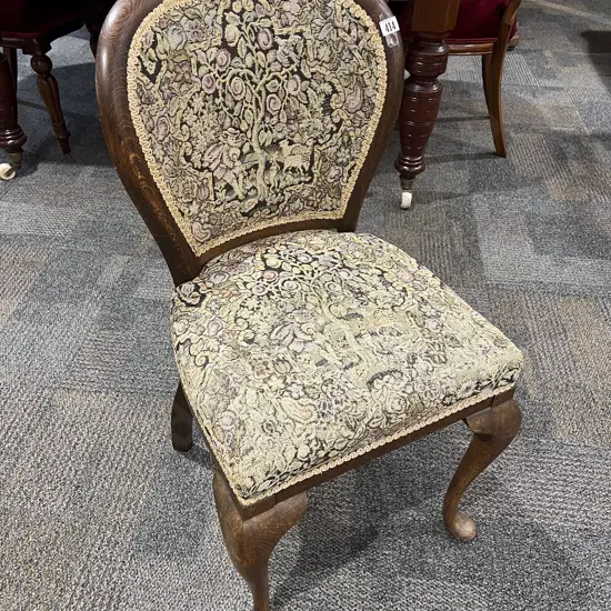 Tapestry Upholstered Oak Single Chair
