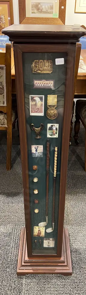 Vintage Golf Display Case with Shelved Interior Image 1++
