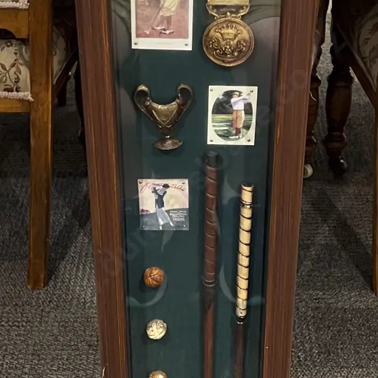 Vintage Golf Display Case with Shelved Interior