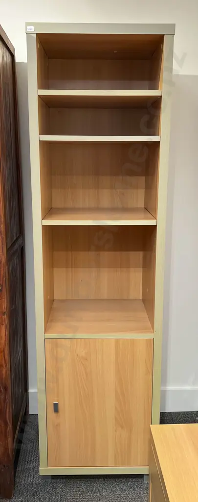Slender Modern Bookcase with Bedside Drawer Image 1++
