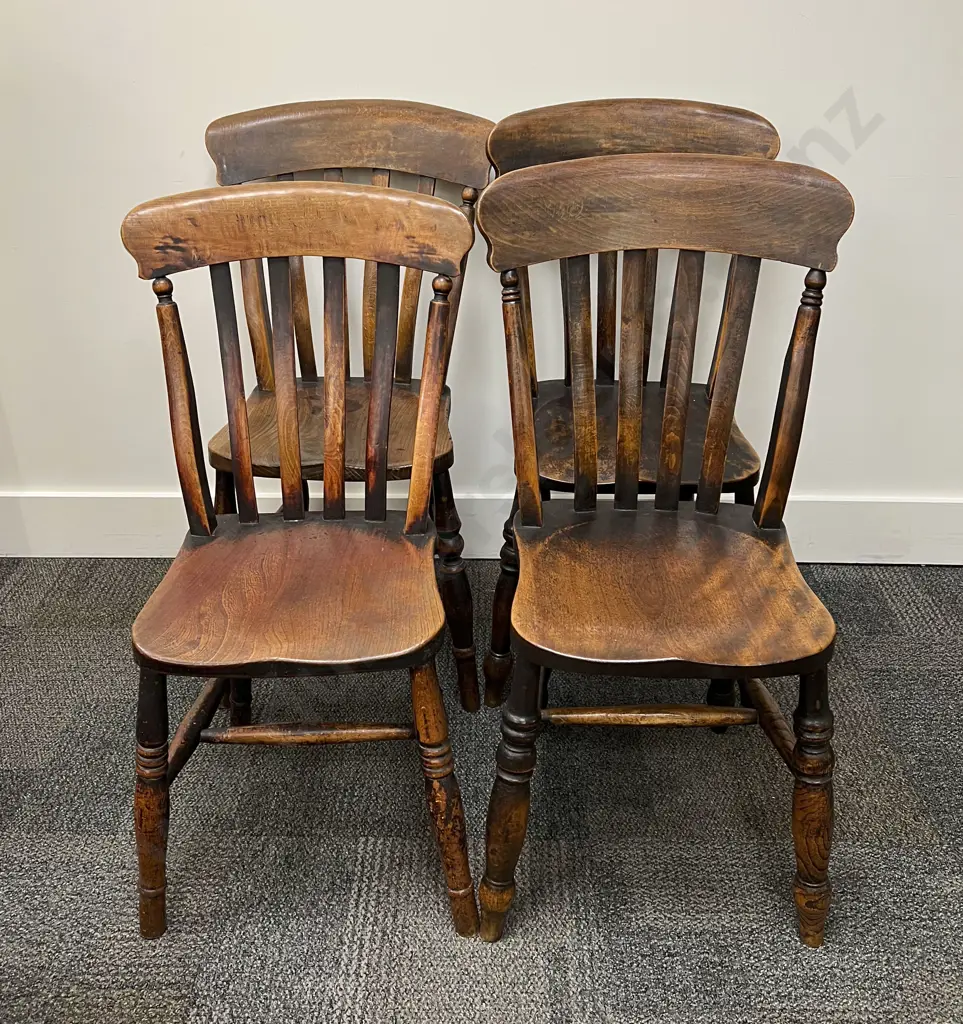 Four Oak Country Farmhouse Chairs Image 1++