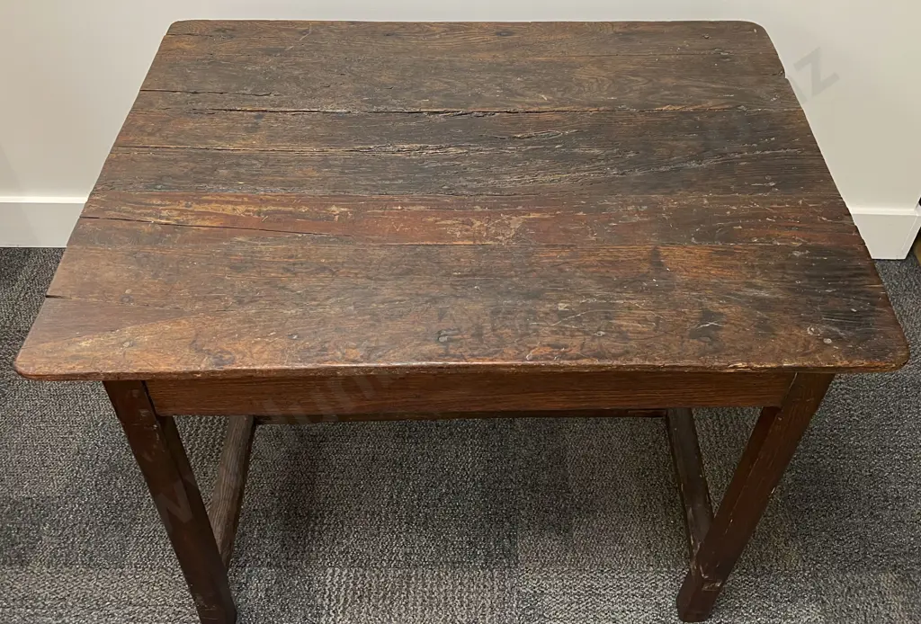 Antique Plank Topped Style Oak Table Image 1++