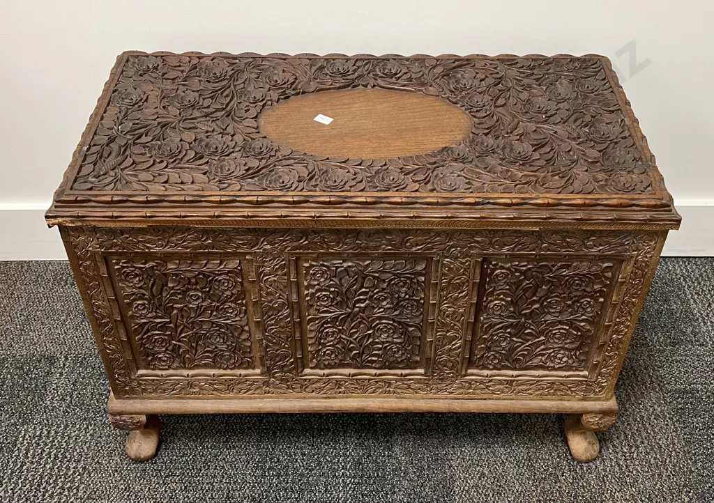 Ornately Carved Blanket Box Image 1++