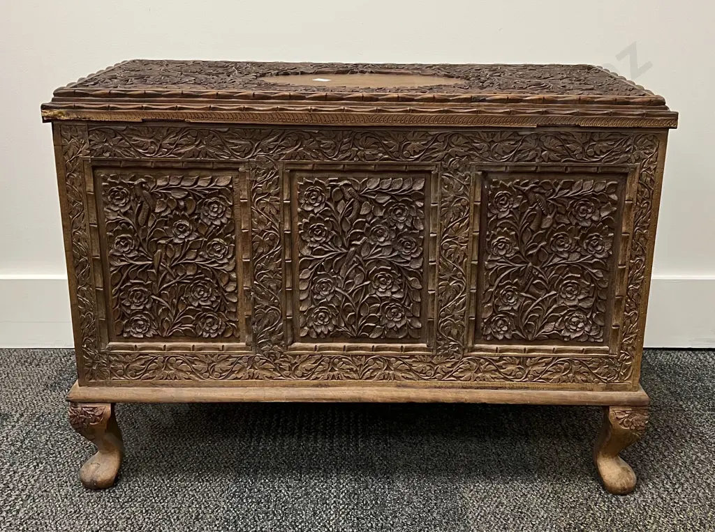Ornately Carved Blanket Box Image 1++