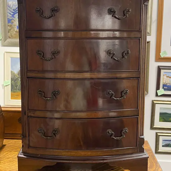 Small Reproduction Four Drawer Bow Front Chest of Drawers