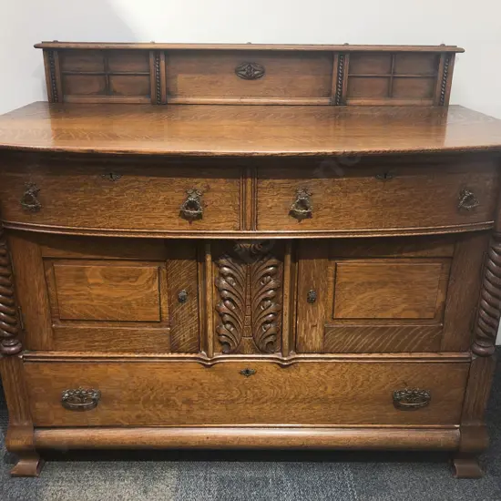 Fine Quality Early C20th Austrian Oak Bow Front Sideboard