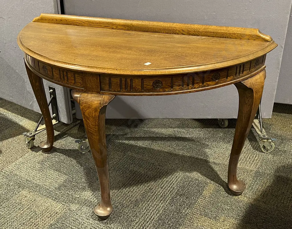 Oak Demi Lune Hall Table Image 1++