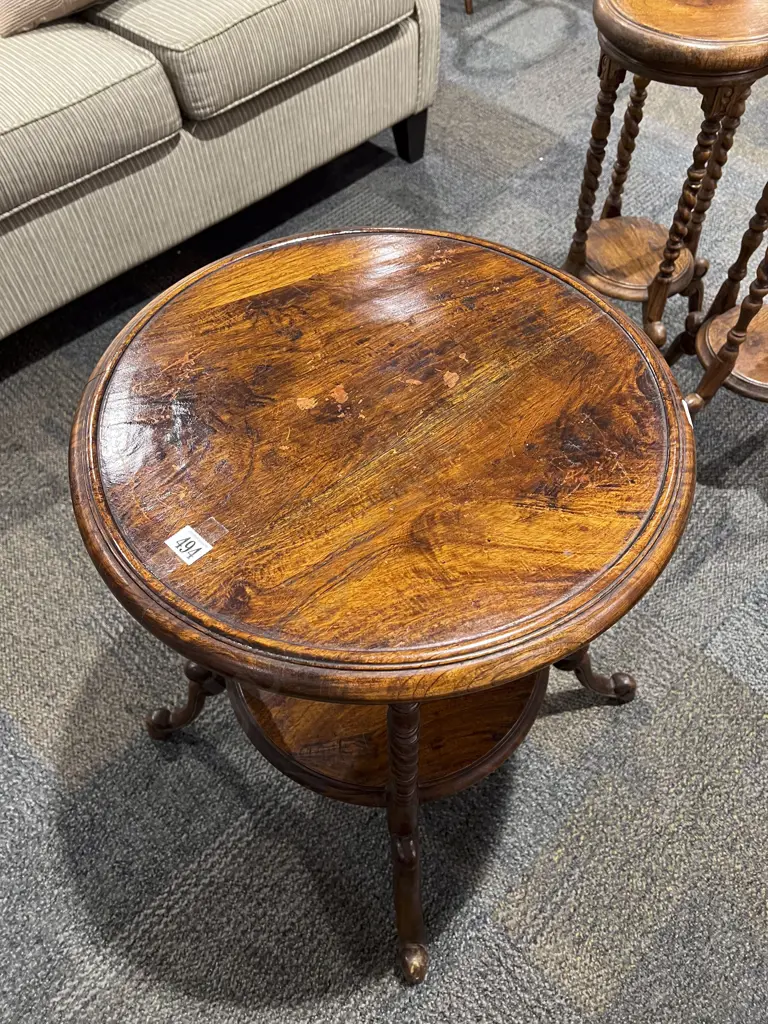 Two Tier Circular Side Table with Barley Twist Supports Image 1++