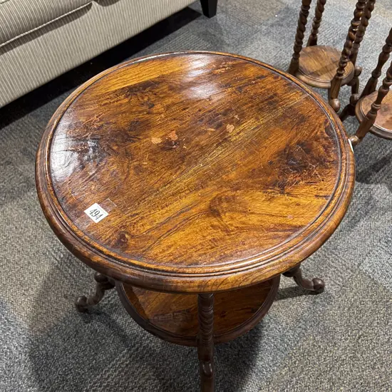 Two Tier Circular Side Table with Barley Twist Supports