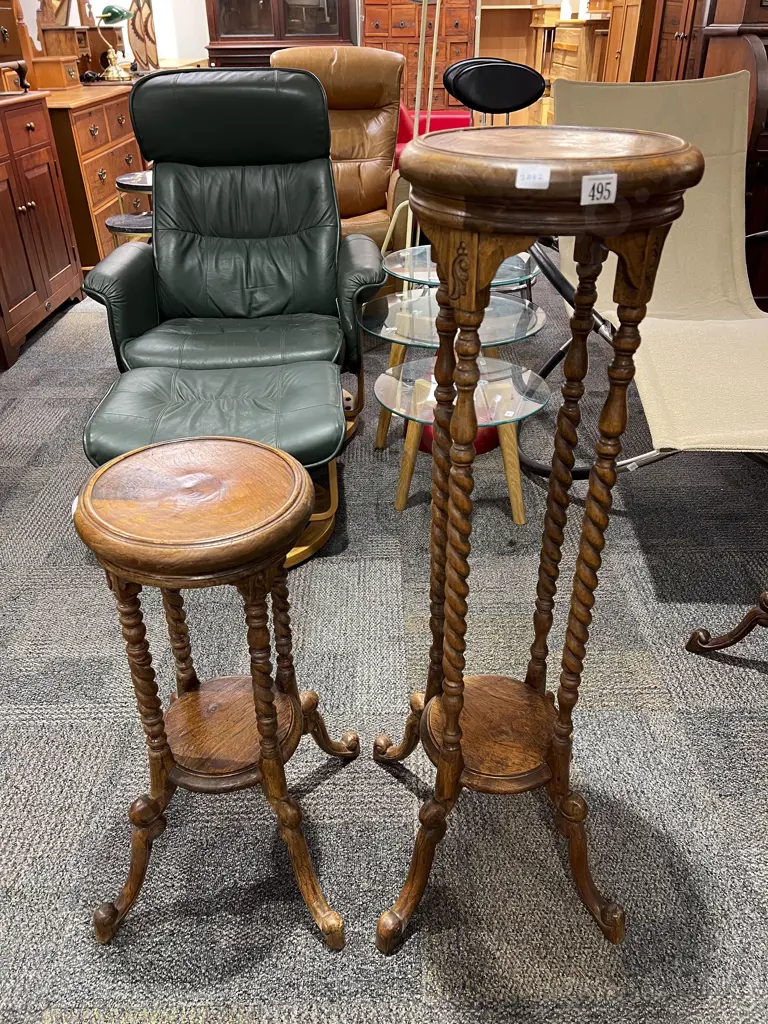 Graduated Pair of Barley Twist Plant Stands Image 1++
