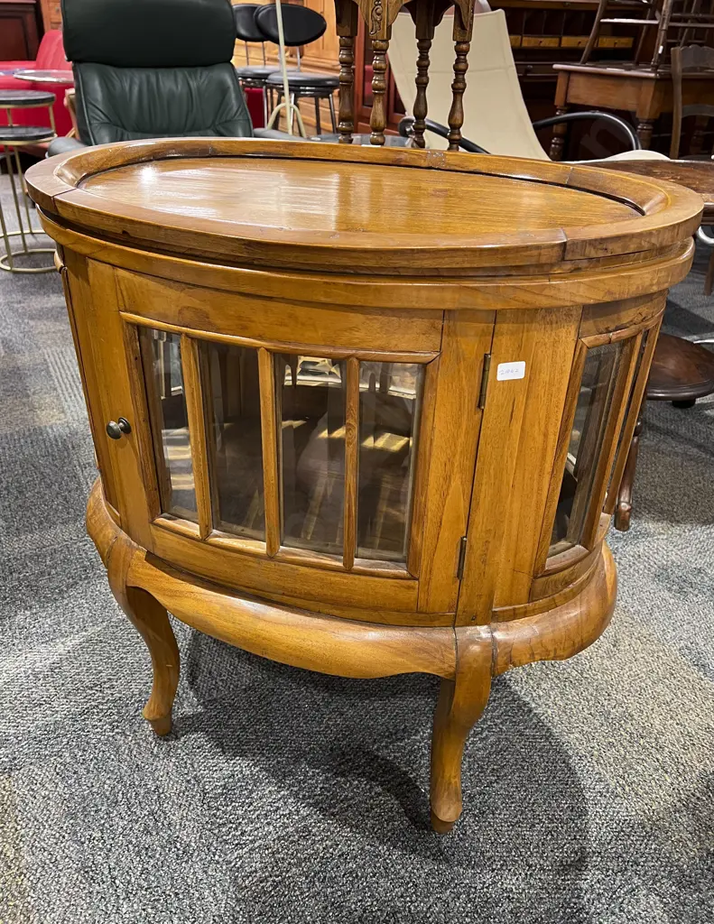 Reproduction Glazed Side Cabinet with Tray Top Image 1++