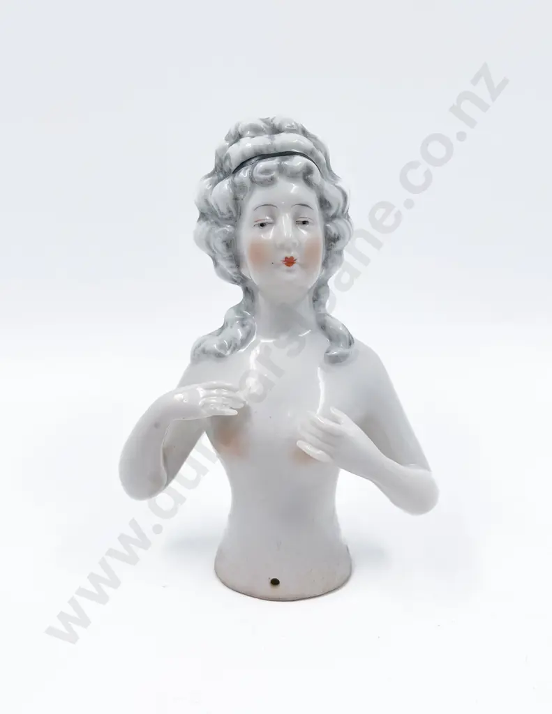 Large Pompadour China Half Head Doll Image 1++
