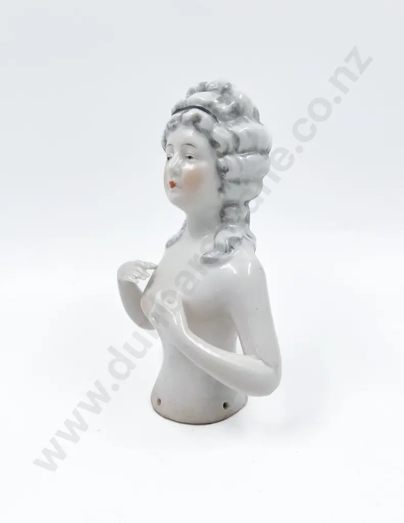Large Pompadour China Half Head Doll Image 1++