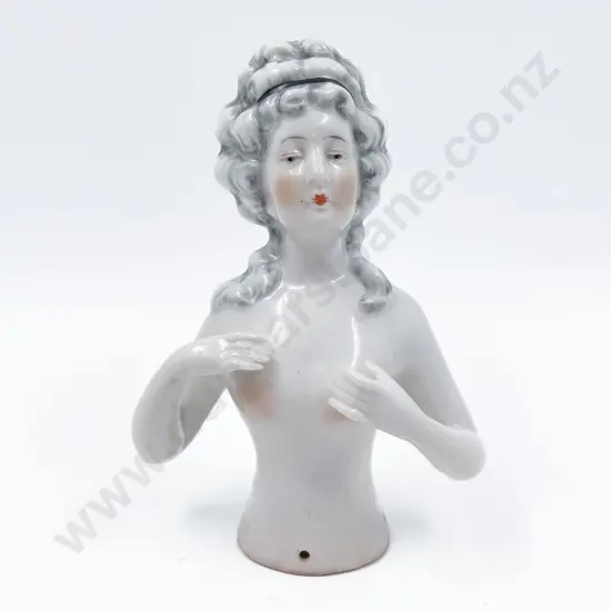 Large Pompadour China Half Head Doll
