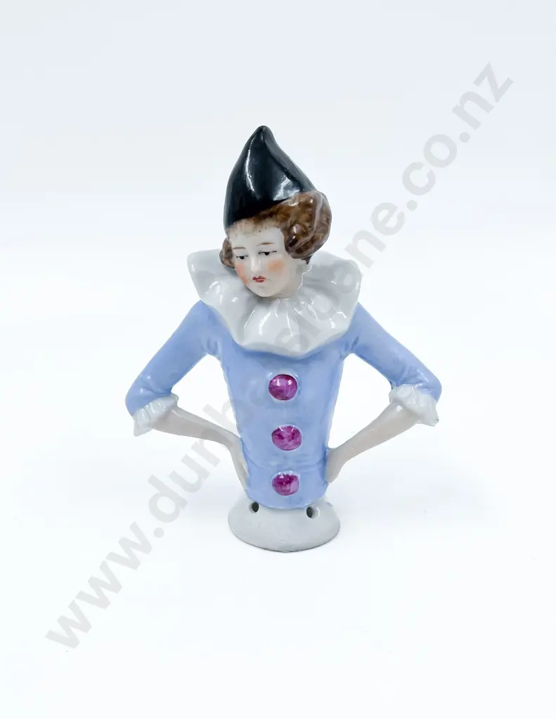 Art Deco Lady Clown Costume China Half Head Doll Image 1++